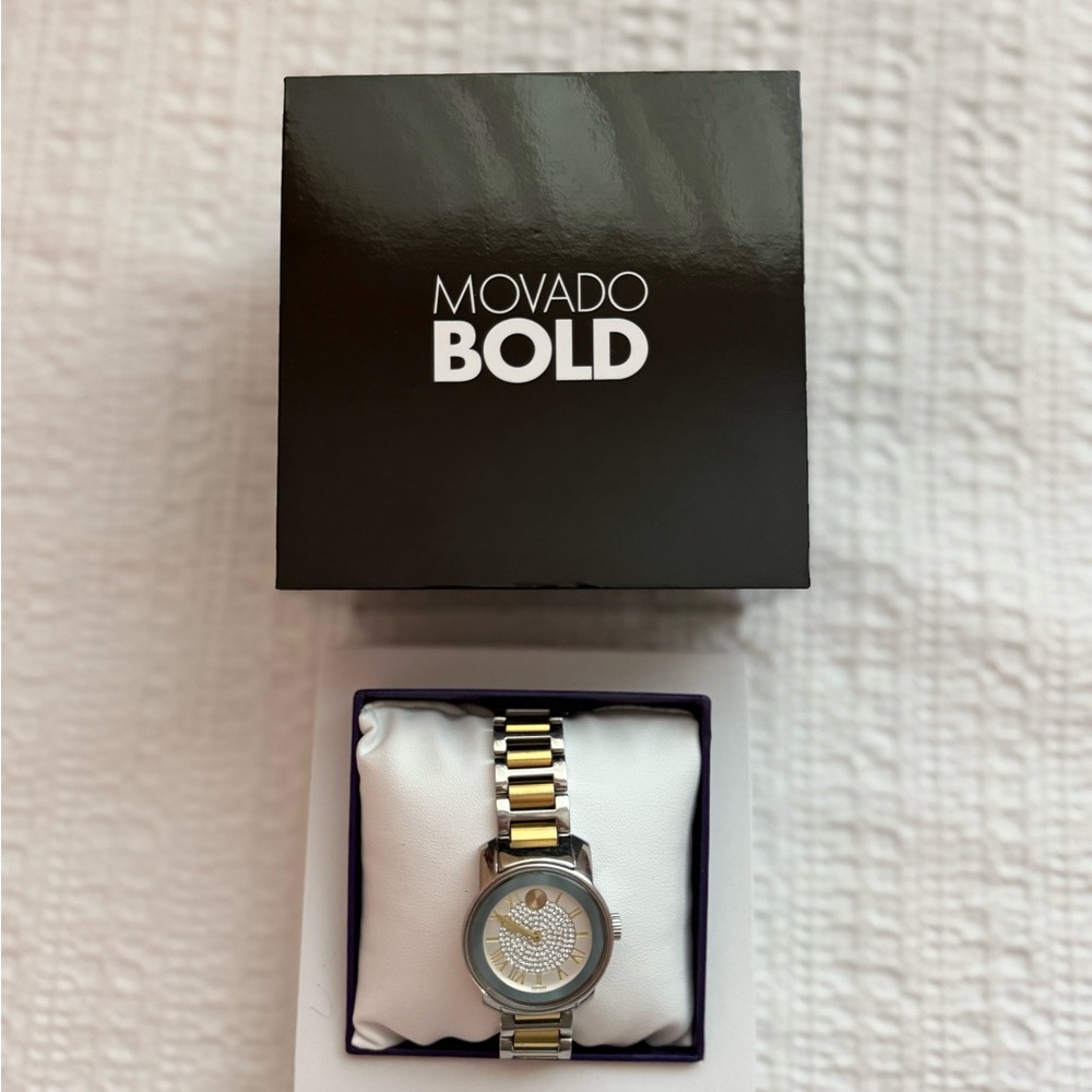 Movado Bold Silver and Gold Watch